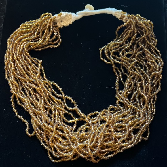 Brown and Cream Beaded Necklace - Picture 16 of 16